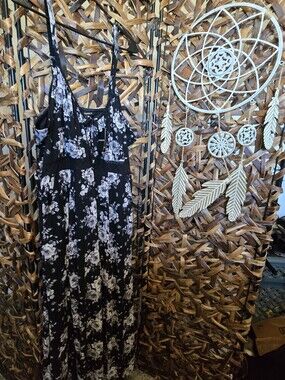 Floral Black & White Maxi Dress